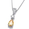 Yellow & White CZ Drop Pendant with Chain