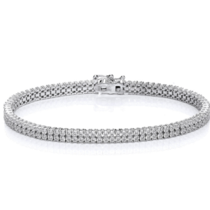 Silver CZ Double Row Line Bracelet