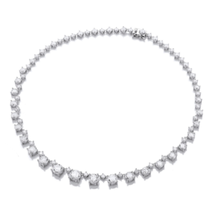 Silver and Cubic Zirconia Graduated Round Necklace