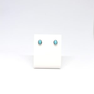9ct White Gold Oval Turquoise Earring Studs