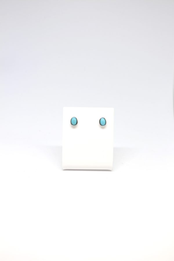 9ct White Gold Oval Turquoise Earring Studs