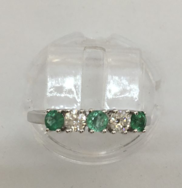9ct Emerald & Diamond 5 Stone Ring