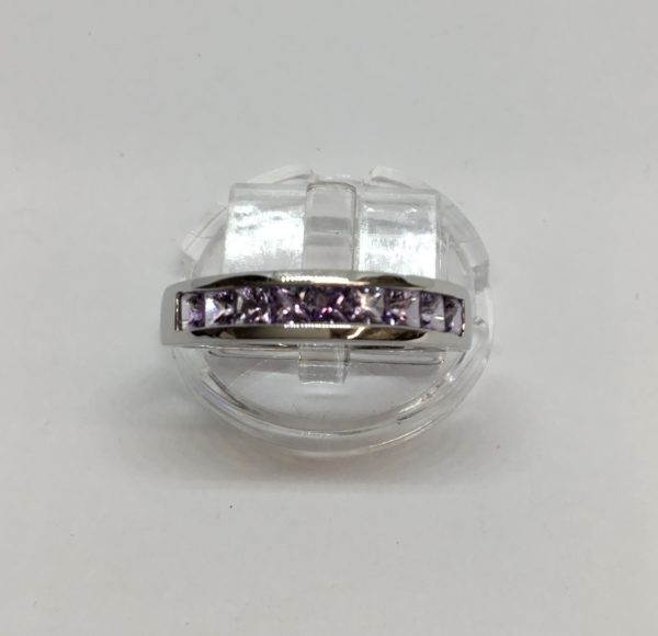 9ct Amethyst 9 Stone Princess Cut Eternity Style Ring