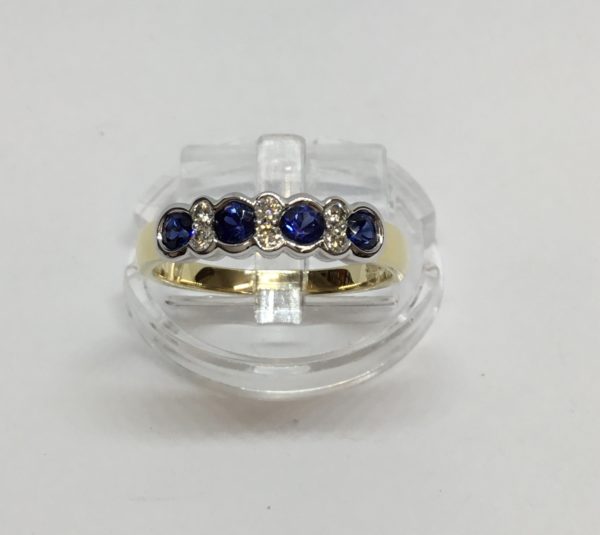 18ct Sapphire & Diamond 10 Stone Eternity Style Ring
