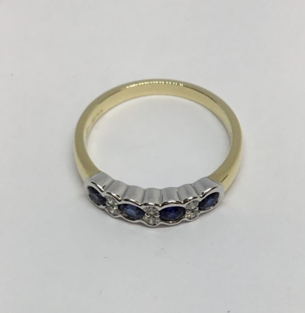 18ct Sapphire & Diamond 10 Stone Eternity Style Ring - Image 2