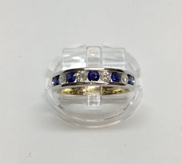 18ct Sapphire & Diamond 9 Stone Eternity Style Ring