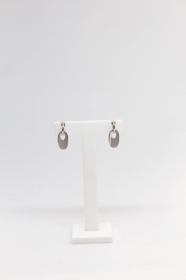 9ct White Gold Satin Finish Drop Earrings