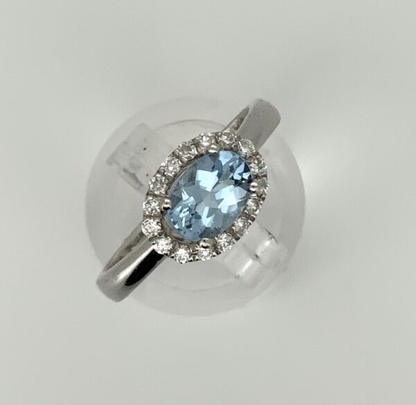 18ct Aquamarine & Diamond Cluster Ring
