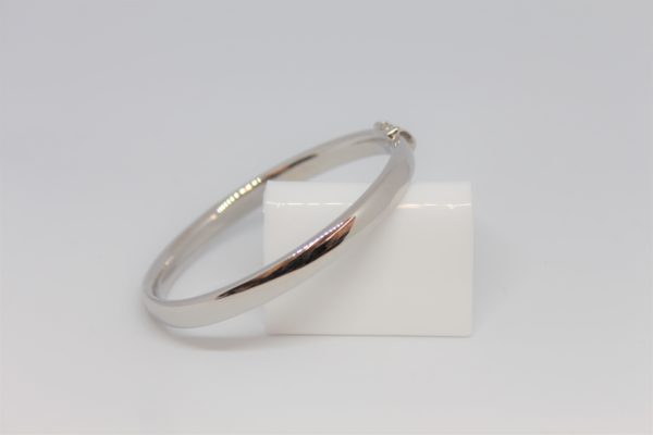 Silver Bangle Court-Shape Hinged Polished