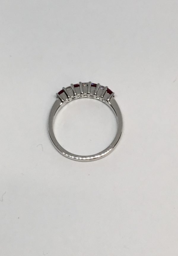 18ct Ruby & Diamond 7 Stone Princess Cut Eternity Style Ring - Image 3