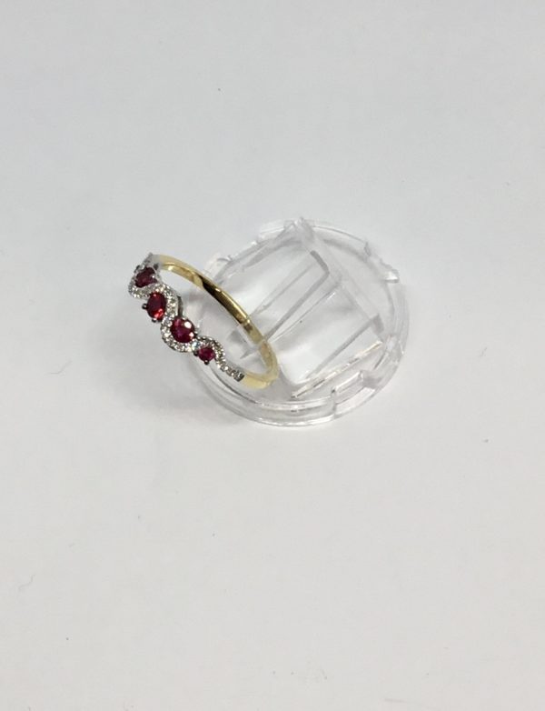 18ct Ruby & Diamond Wave Eternity Style Ring - Image 2