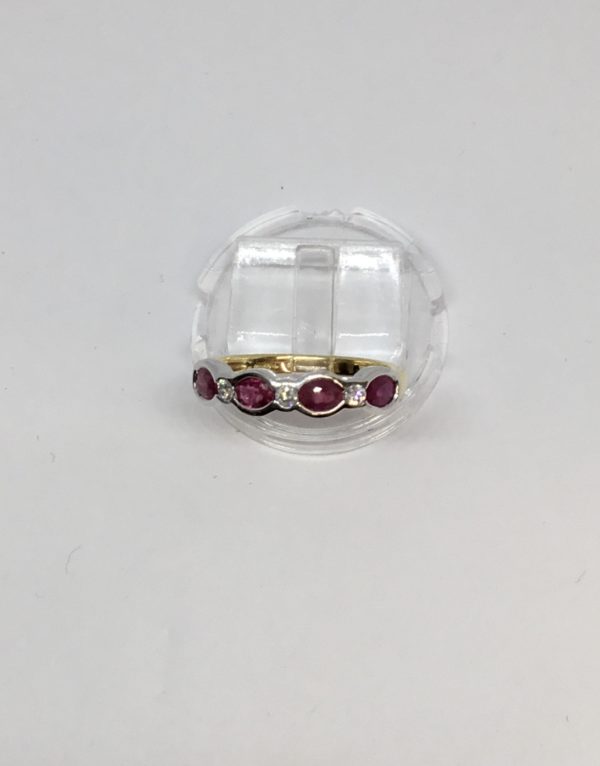 18ct Ruby & Diamond 7 Stone Eternity Style Ring