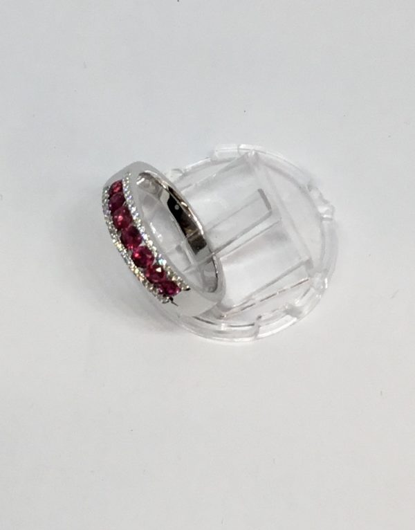 18ct Ruby & Diamond 3 Row Eternity Style Ring - Image 2