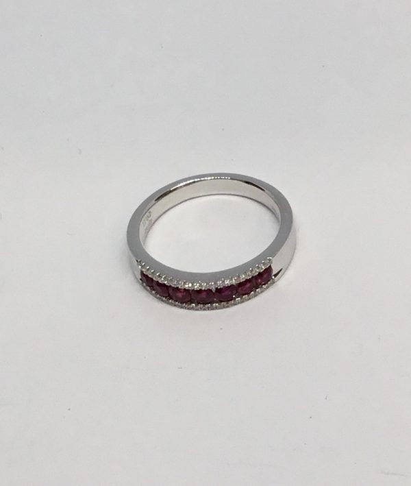 18ct Ruby & Diamond 3 Row Eternity Style Ring - Image 3