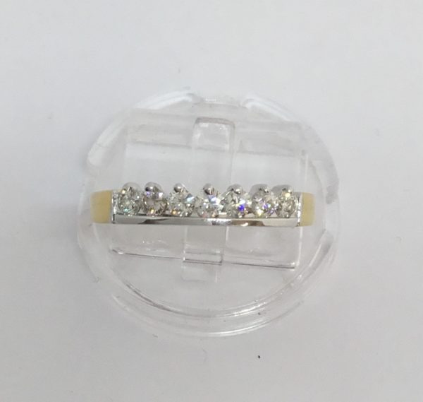 18ct Yellow & White Diamond 7 Stone Eternity Style Ring