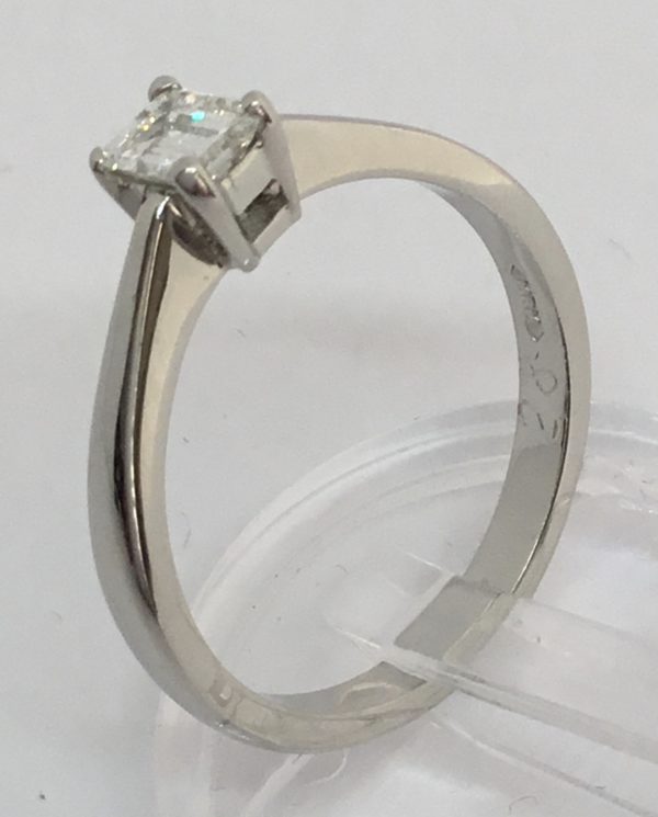 Platinum Diamond Solitaire Emerald Cut Ring 0.28ct - Image 2
