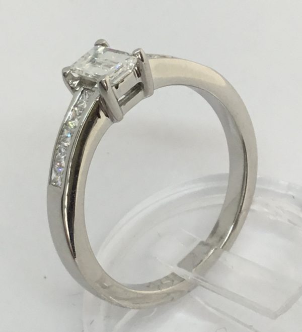 Platinum Diamond Solitaire Emerald Cut Ring 0.60ct - Image 3
