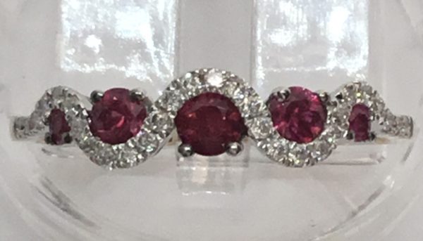 18ct Ruby & Diamond Wave Eternity Style Ring