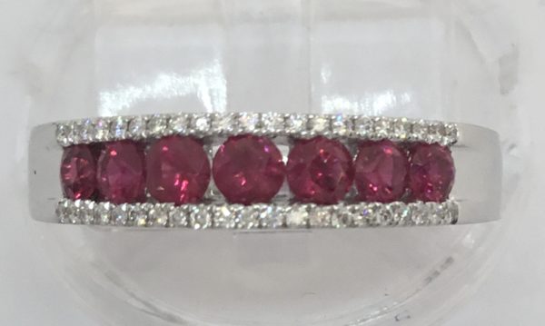 18ct Ruby & Diamond 3 Row Eternity Style Ring