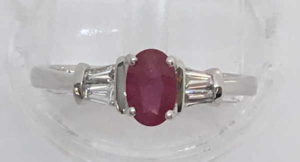 18ct Ruby & Diamond Tapered Baguette Ring