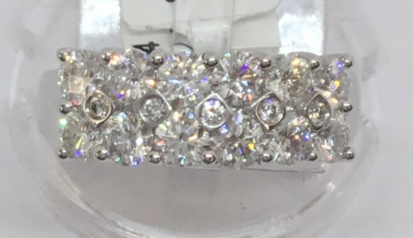 18ct Gold 3 Row Diamond Ring 1.50ct