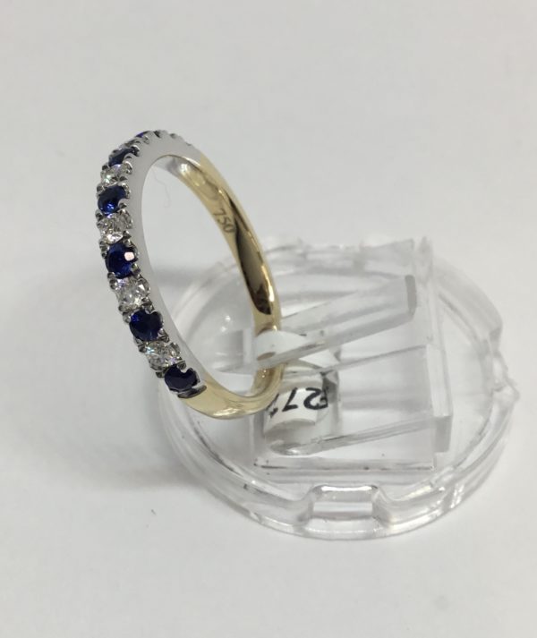 18ct Sapphire & Diamond 13 Stone Eternity Style Ring - Image 2