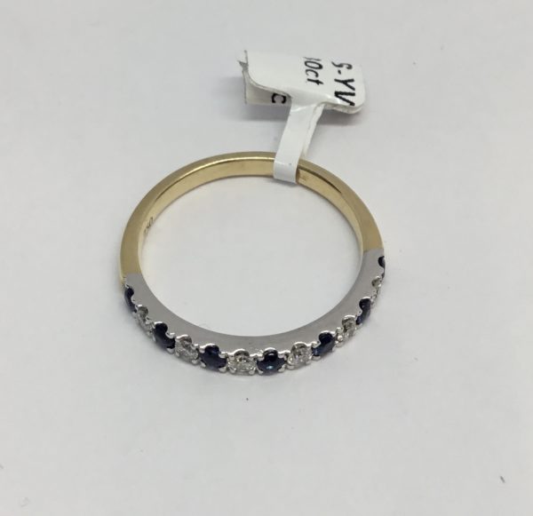 18ct Sapphire & Diamond 13 Stone Eternity Style Ring - Image 3