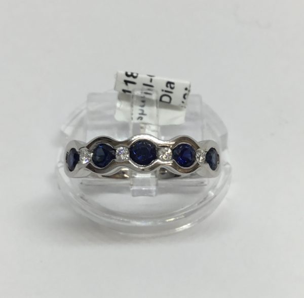 18ct Sapphire & Diamond 9 Stone Eternity Style Ring