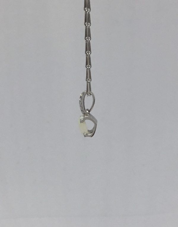 White Gold Opal & Diamond Pendant With 16" Chain - Image 2