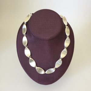 Fancy Silver Satin & Polished Oval Collar