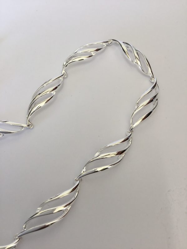 Fancy Silver Polished Spirals Collar - Image 2