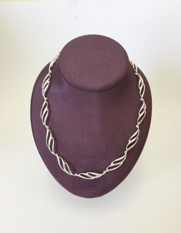 Fancy Silver Polished Spirals Collar