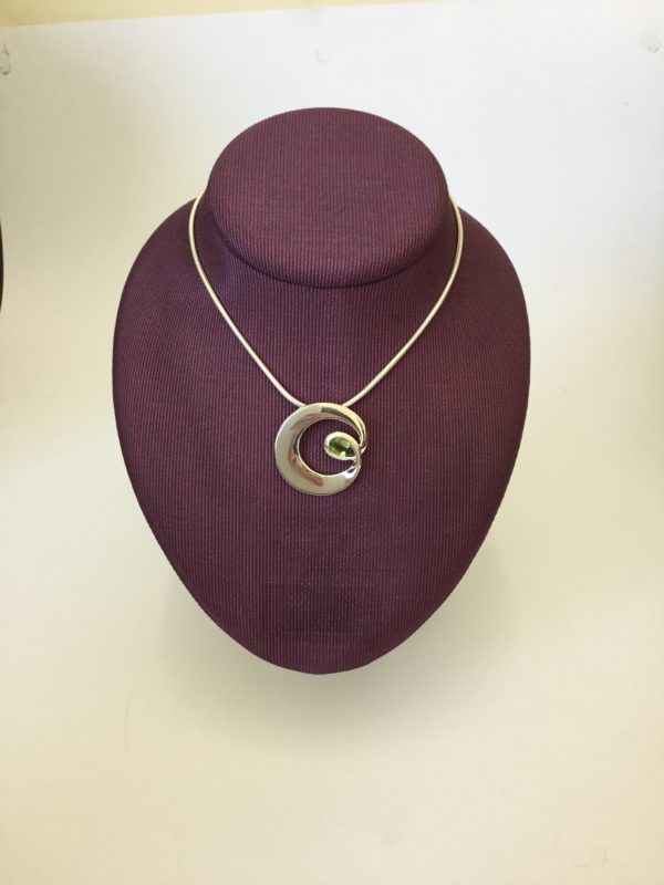 Fancy Silver Circle Peridot Pendant - Image 2