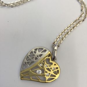 Silver CZ Heart Pendant