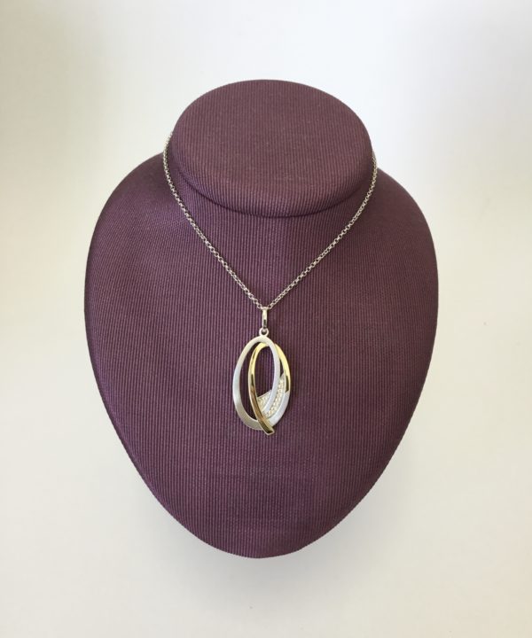 Silver CZ Oval Pendant - Image 2