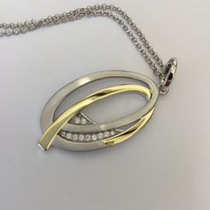 Silver CZ Oval Pendant