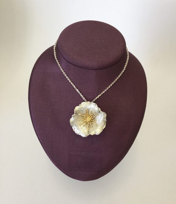 Silver & Gold Plated Flower Pendant - Image 2