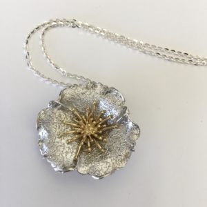 Silver & Gold Plated Flower Pendant