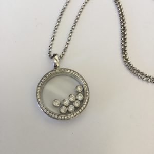 Silver CZ Celestial Round Pendant
