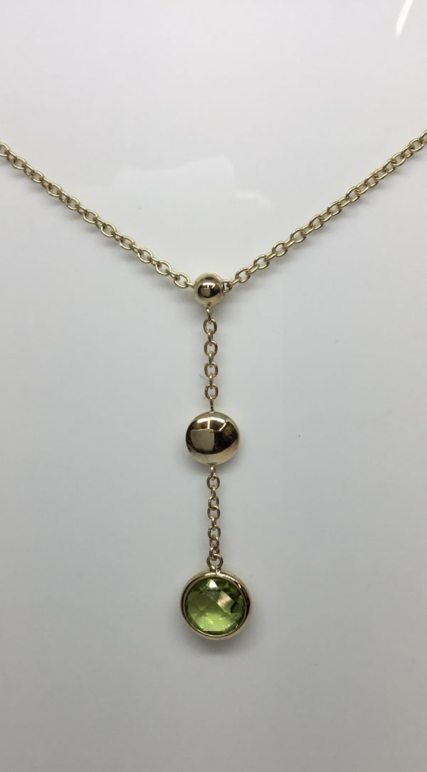 9ct Yellow Gold Drop Peridot Pendant - Image 2