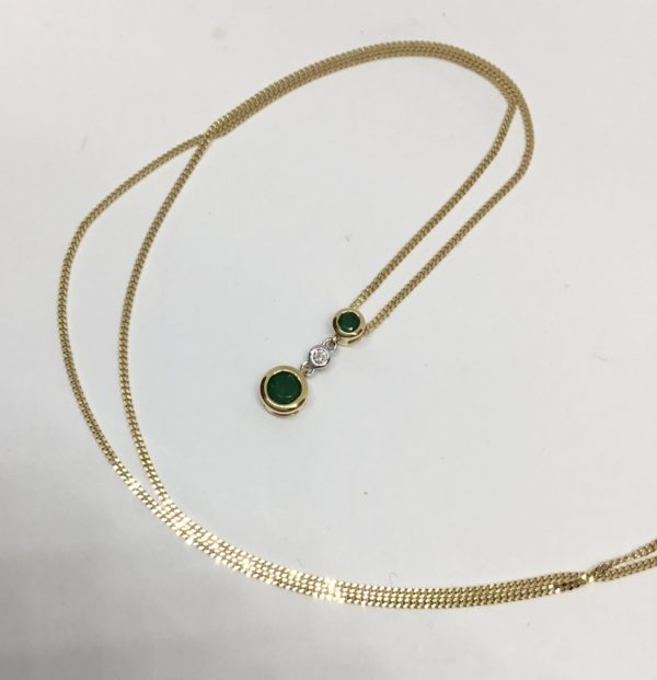 18ct Gold Emerald & Diamond Pendant