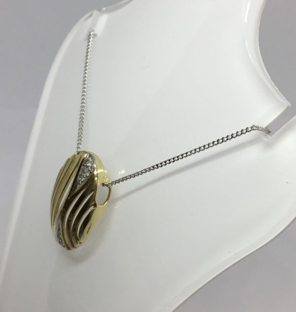 9ct Yellow Fancy Gold Diamond Set Pendant - Image 2