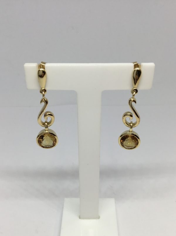 Pre-Owned 18ct Gold Drop Citrine Earrings