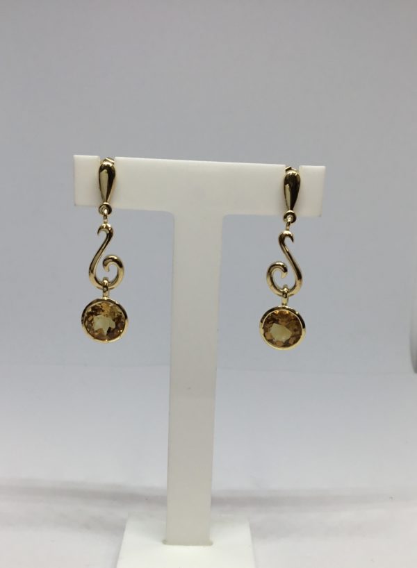 Pre-Owned 18ct Gold Drop Citrine Earrings - Image 3
