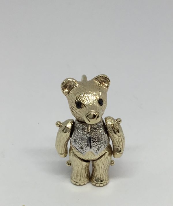 Pre-Owned 9ct Gold Diamond Set Teddy Bear Pendant