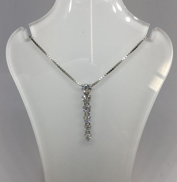 Pre-Owned 18ct White Gold Diamond Drop Pendant 0.66ct