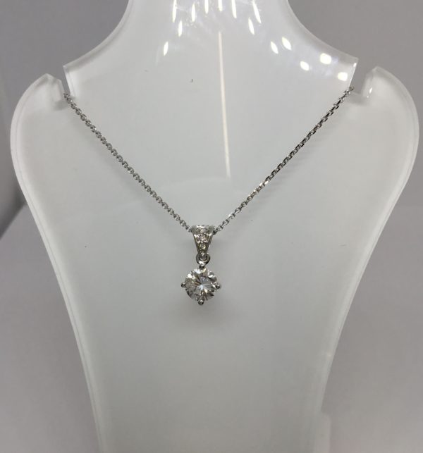 18ct White Gold Diamond Solitare Pendant 0.68ct