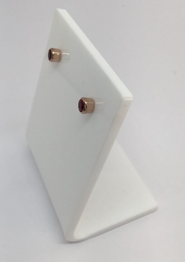 9ct Rose Gold Ruby Stud Earrings - Image 2