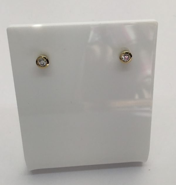 9ct Yellow Gold Diamond Rub Over Stud Earrings 0.10ct