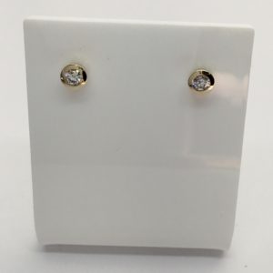 9ct Yellow Gold Diamond Rub Over Stud Earrings 0.25ct